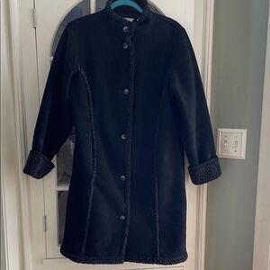 L.L. Bean Black Faux Fur lined Coat size :M